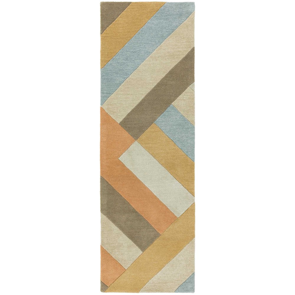 Reef Big Zig RF03 Geometric Wool Runner Rugs in Coral